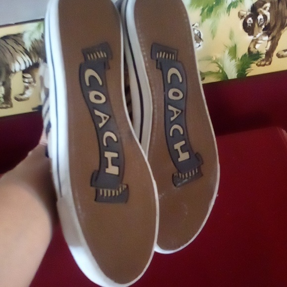 Coach canvas logo sneakers great shape with new laces size 8 TTS - Picture 8 of 8